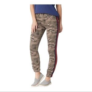 LAURIE Felt Power Silky Track Stripe Camo Print Jeans